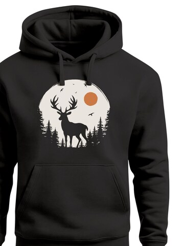 Neverless Sweatshirt 'Wald Hirsch' in Black