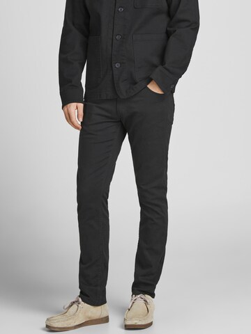 JACK & JONES Slim fit Trousers 'Glenn' in Black: front