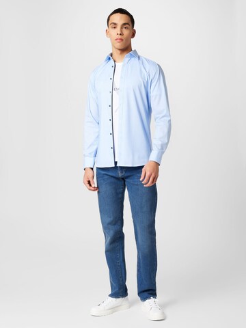 OLYMP Slim fit Overhemd 'New York' in Blauw