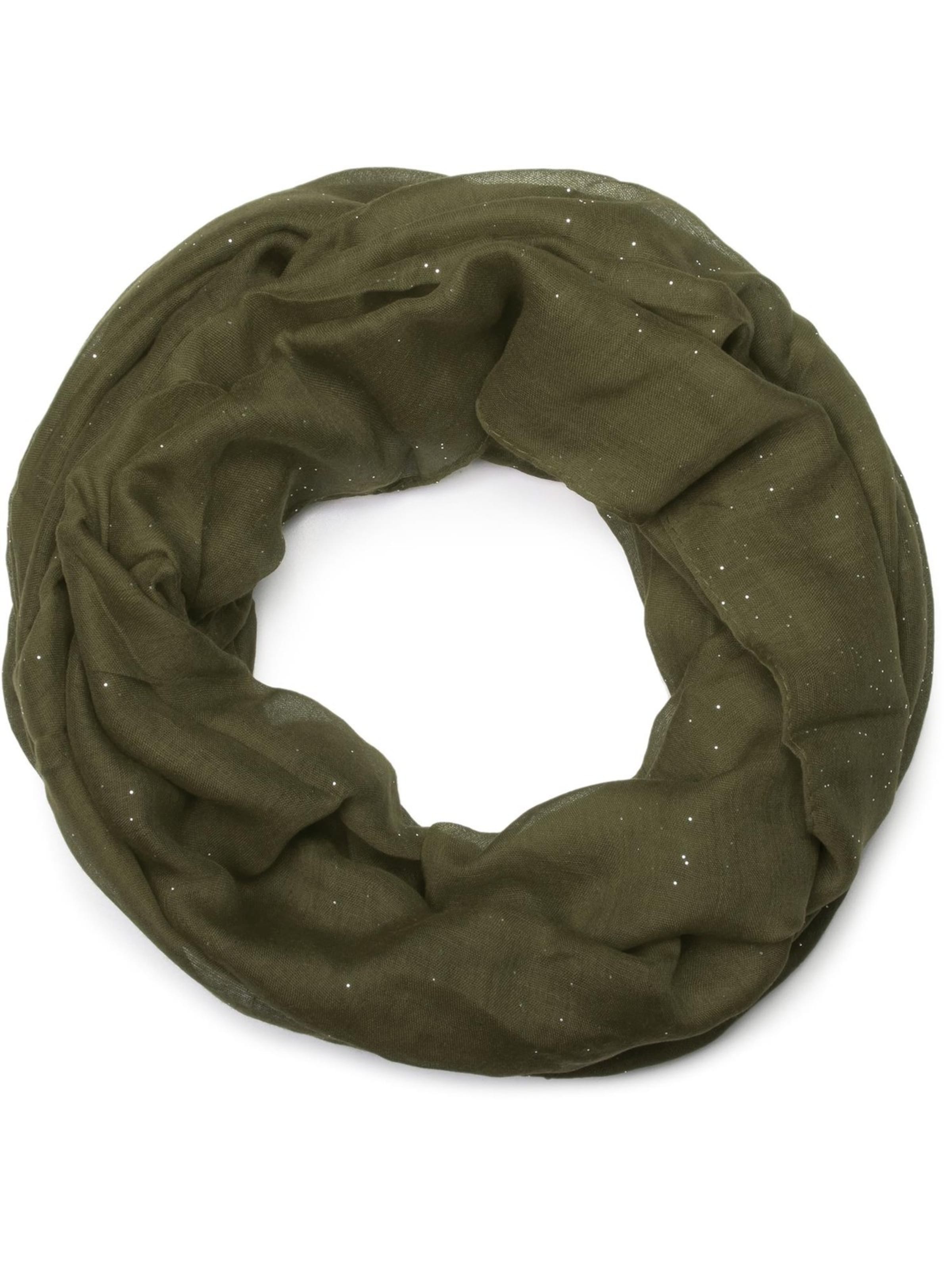 styleBREAKER Loop scarf 'Loop mit Glitzer unifarben' in Green: front