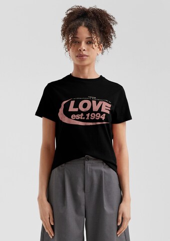 T-shirt QS en noir : devant