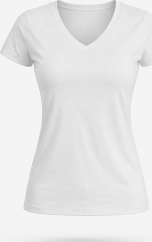 Maglietta 'Leafletic Women’s Short Sleeve V-Neck T-Shirt' di LEAFLETIC in bianco: frontale