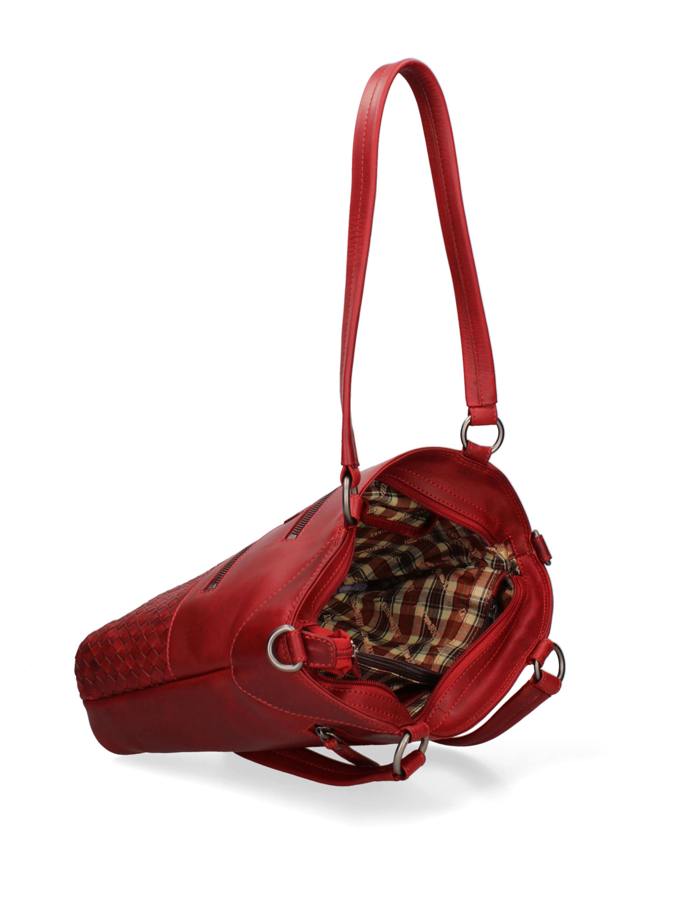 Borsa a spalla 'Borsa a Spalla Uomo Vera Pelle Vitello Ingrassata con Tracolla Regolabile 30x30 cm' di HILL BURRY in rosso