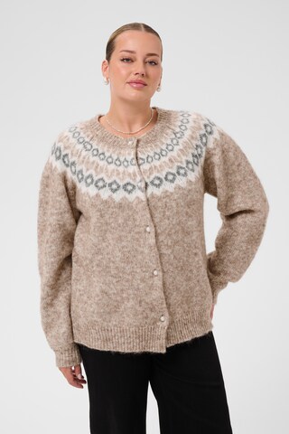 Cardigan KAFFE CURVE en beige : devant