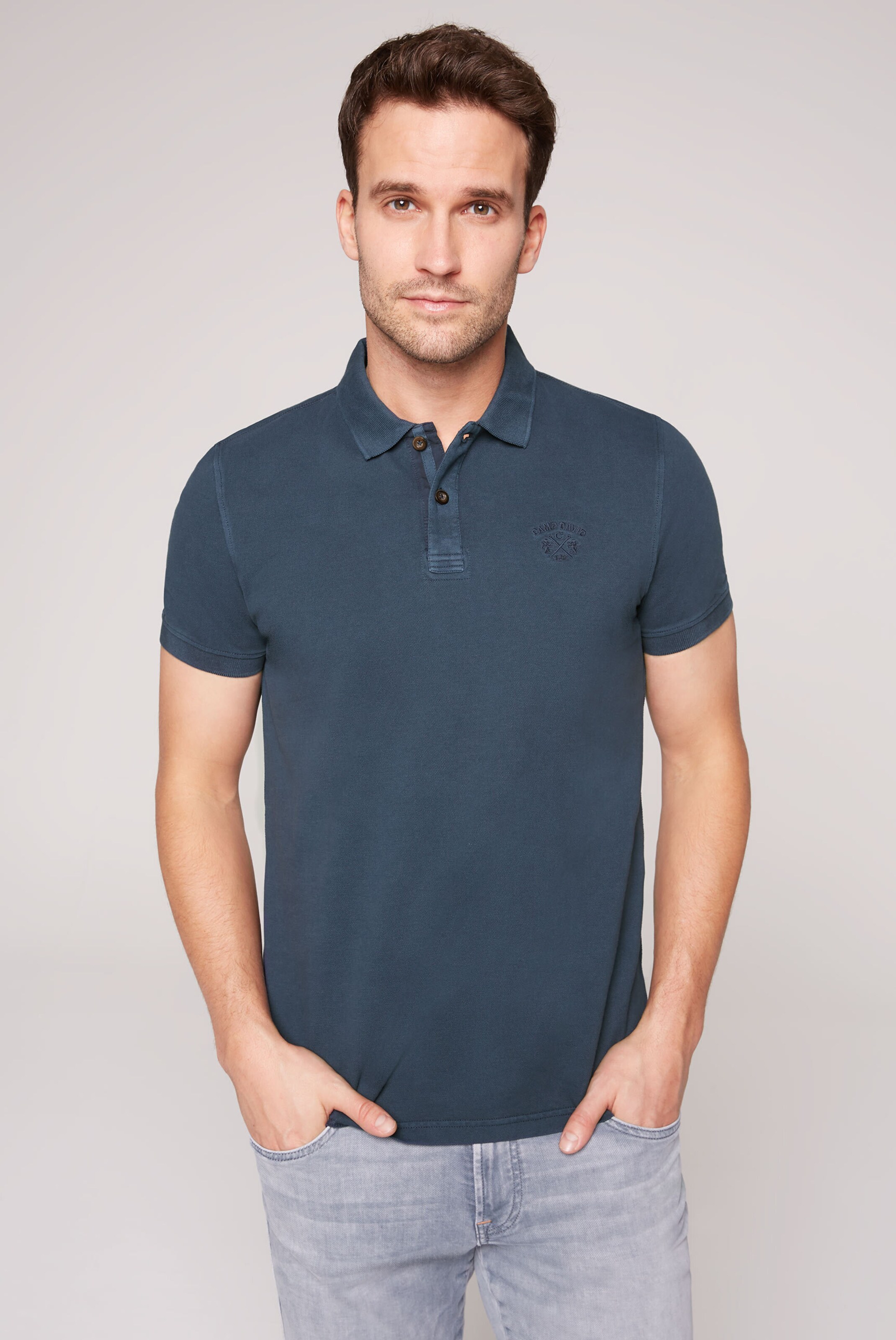 Männer Große Größen CAMP DAVID Polo aus Pikee mit Logo auf dem Unterkragen in Blau - ZW53580 Männer Große Größen CAMP DAVID Polo aus Pikee mit Logo auf dem Unterkragen in Blau - ZW53580
