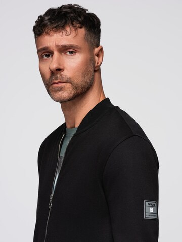 Ombre Sweatvest 'OM-SSZP-0215' in Zwart: voorkant