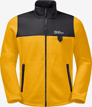 JACK WOLFSKIN Funktionele fleece-jas 'Jack Wolfskin Dna Grizzly Fleece FZ M' in Geel: voorkant
