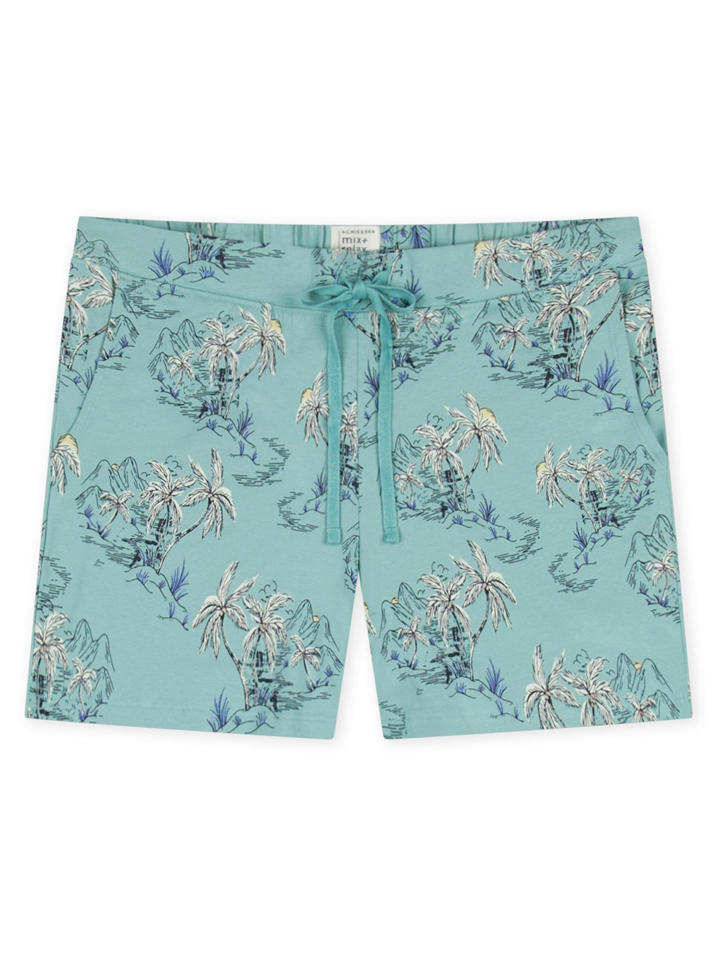 SCHIESSER Pyjamashorts 'Mix & Relax' in Blau: Vorderseite