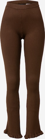 PIECES Flared Pants 'LAISA' in Brown: front