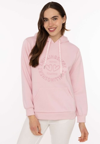 Zwillingsherz Sweatshirt in Roze: voorkant