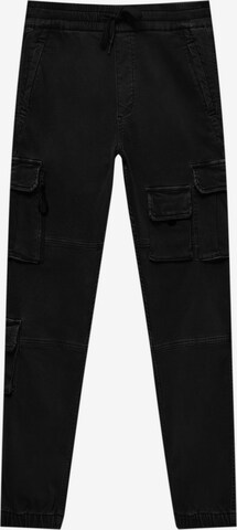 Pull&Bear Tapered Cargo Pants in Black: front