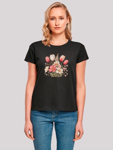 T-shirt 'Rosa Weißer Frühlingsblumenstrauß' F4NT4STIC en noir : devant