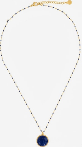 Sergio Engel Necklace 'Beach Kette 03 Vergoldete farbig akzentuierte Edelstahlkette mit Natursteinanhänger' in Blue: front