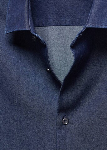 MANGO MAN Slim fit Button Up Shirt 'Chambre' in Blue