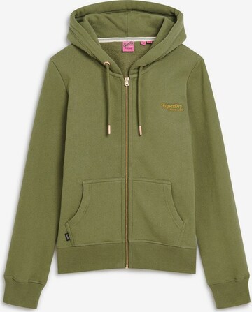 Superdry Sweatvest 'Essential ' in Groen: voorkant