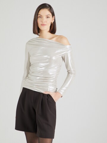 Tricou de la Abercrombie & Fitch pe bej: față