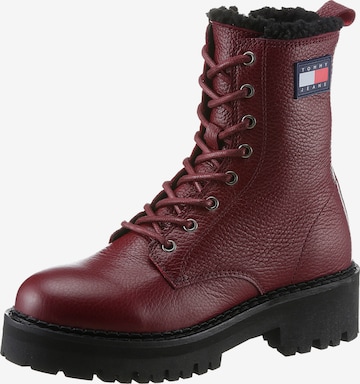 Bottines à lacets Tommy Jeans en rouge : devant