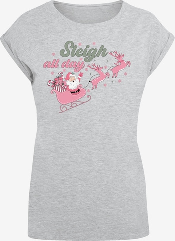 T-shirt 'Christmas Sleigh all day Santas Reindeers' F4NT4STIC en gris : devant