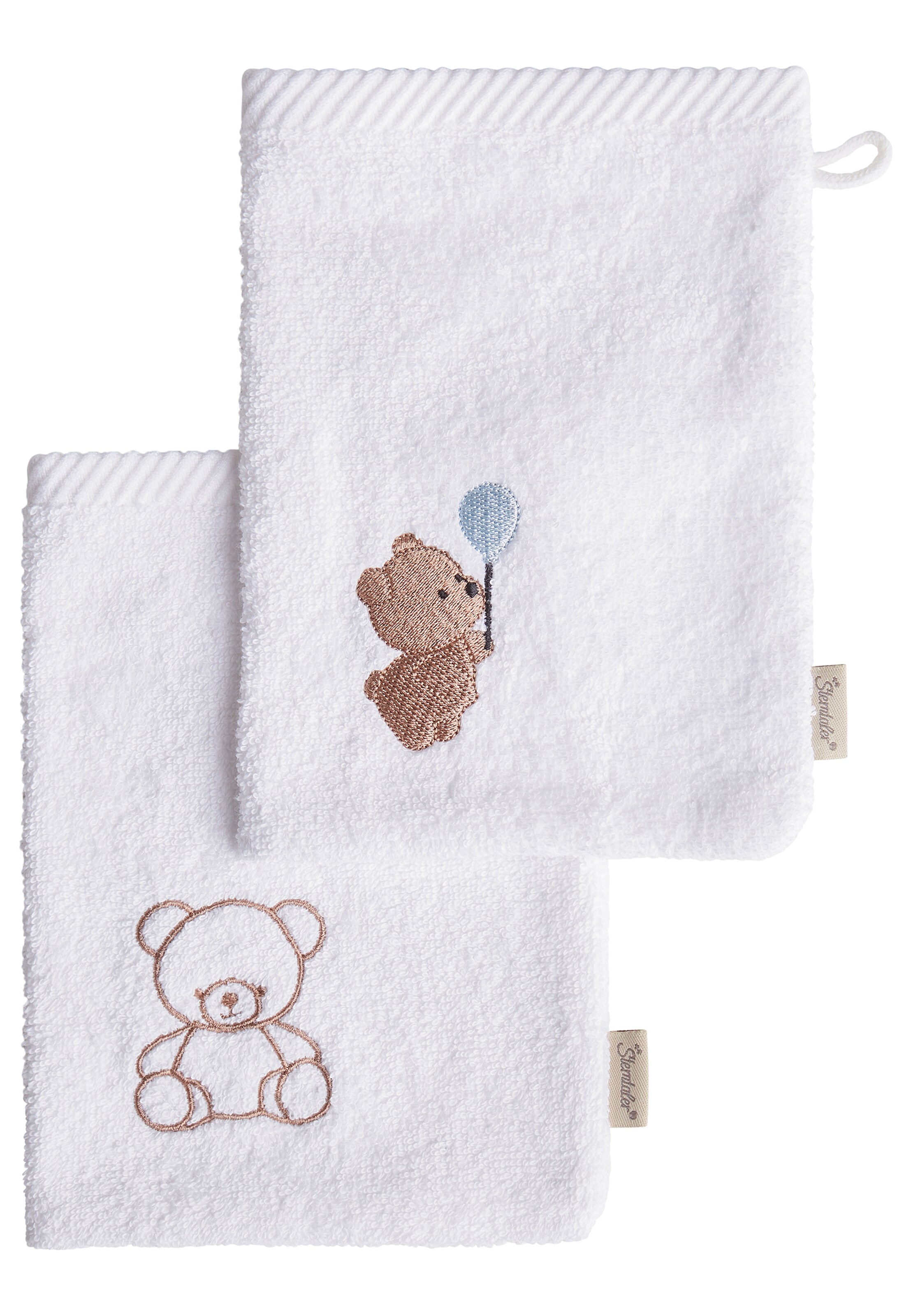 STERNTALER Waschlappen 'BÄR Bo' in Weiß: Vorderseite