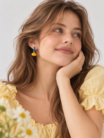 LanLivia - Brincos 'Enchanted Elephant & Pumpkin Enamel Hoop Earrings' em azul