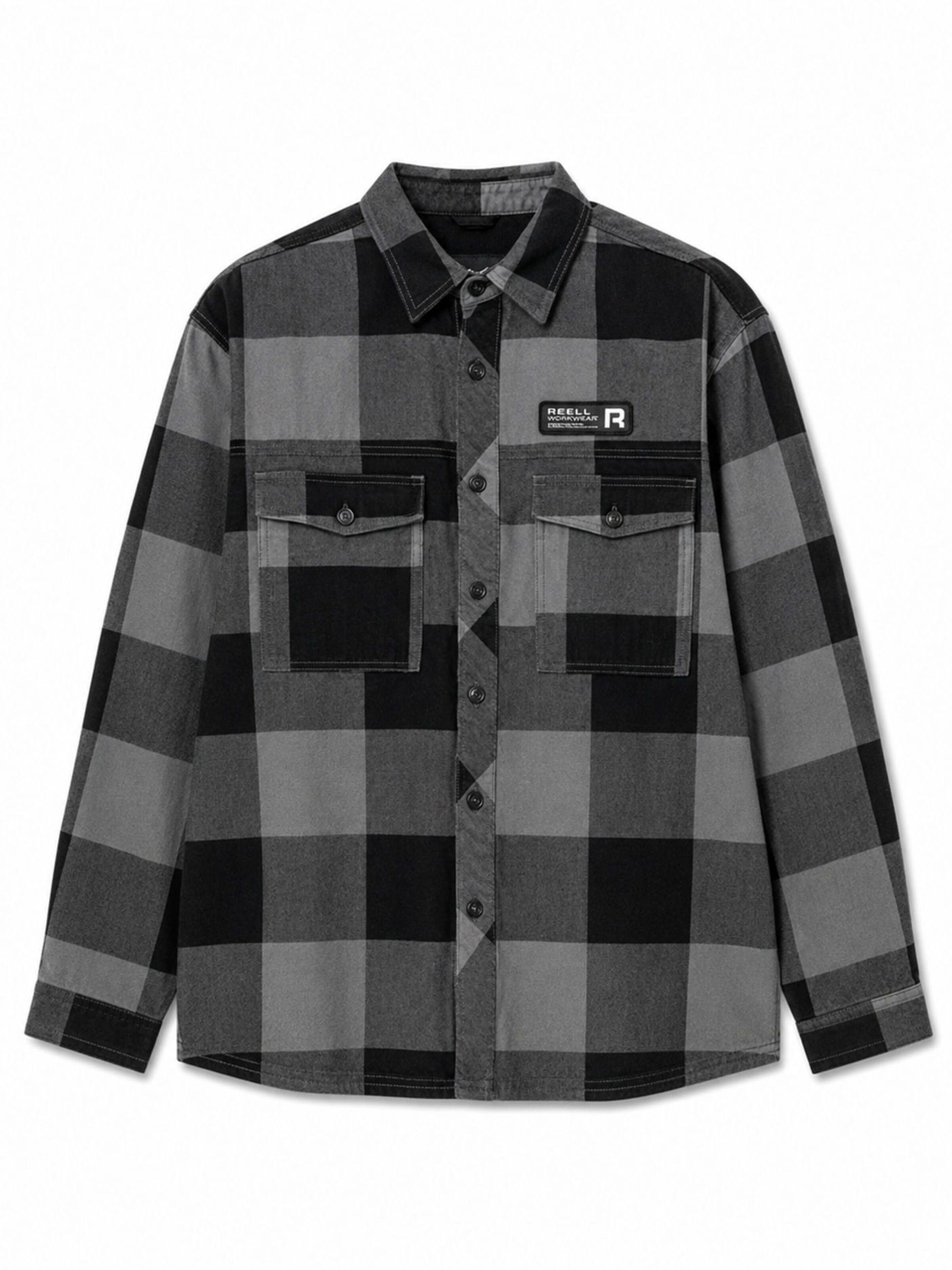 Reell Jeans Regular fit Button Up Shirt 'Freeman' in Grey: front