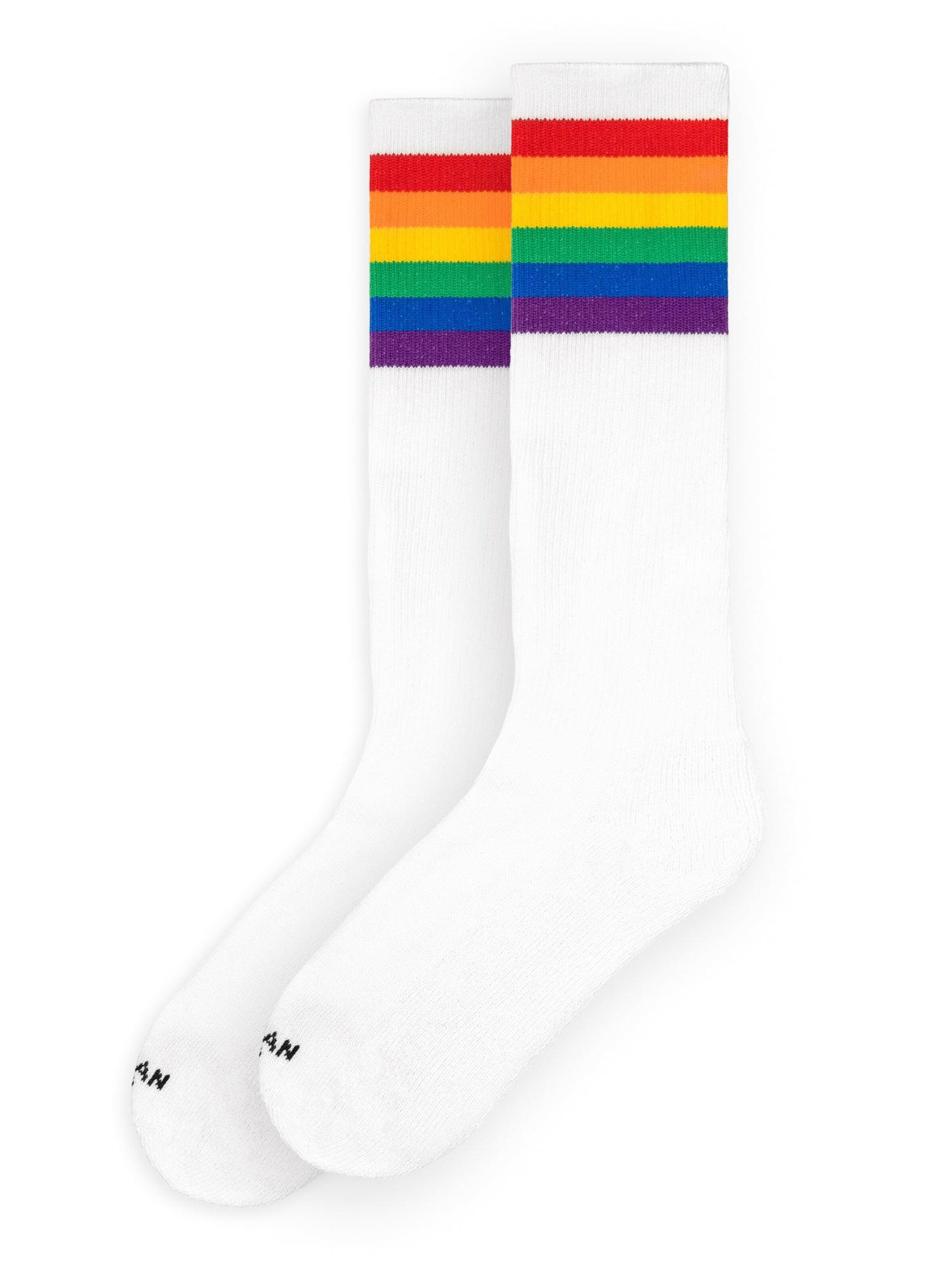 Chaussettes montantes 'Rainbow Pride' American Socks en blanc : devant