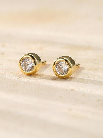 Hey Happiness Oorbellen 'Large Bezel Cubic Zirconia' in Goud