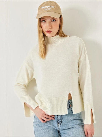 Pull-over Bianco Lucci en beige : devant