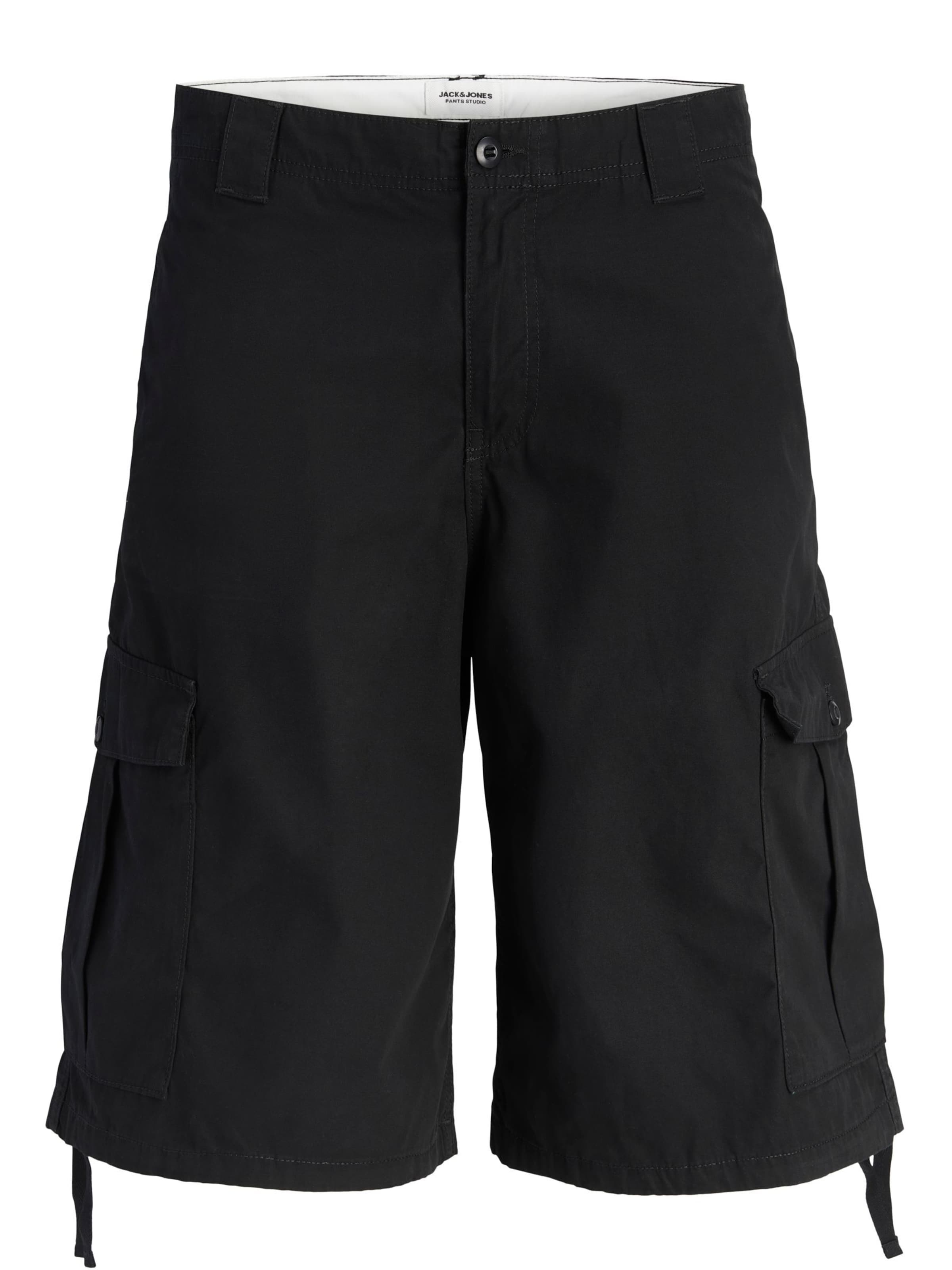 Jack & Jones Plus Baggy Cargobukser i sort: forside