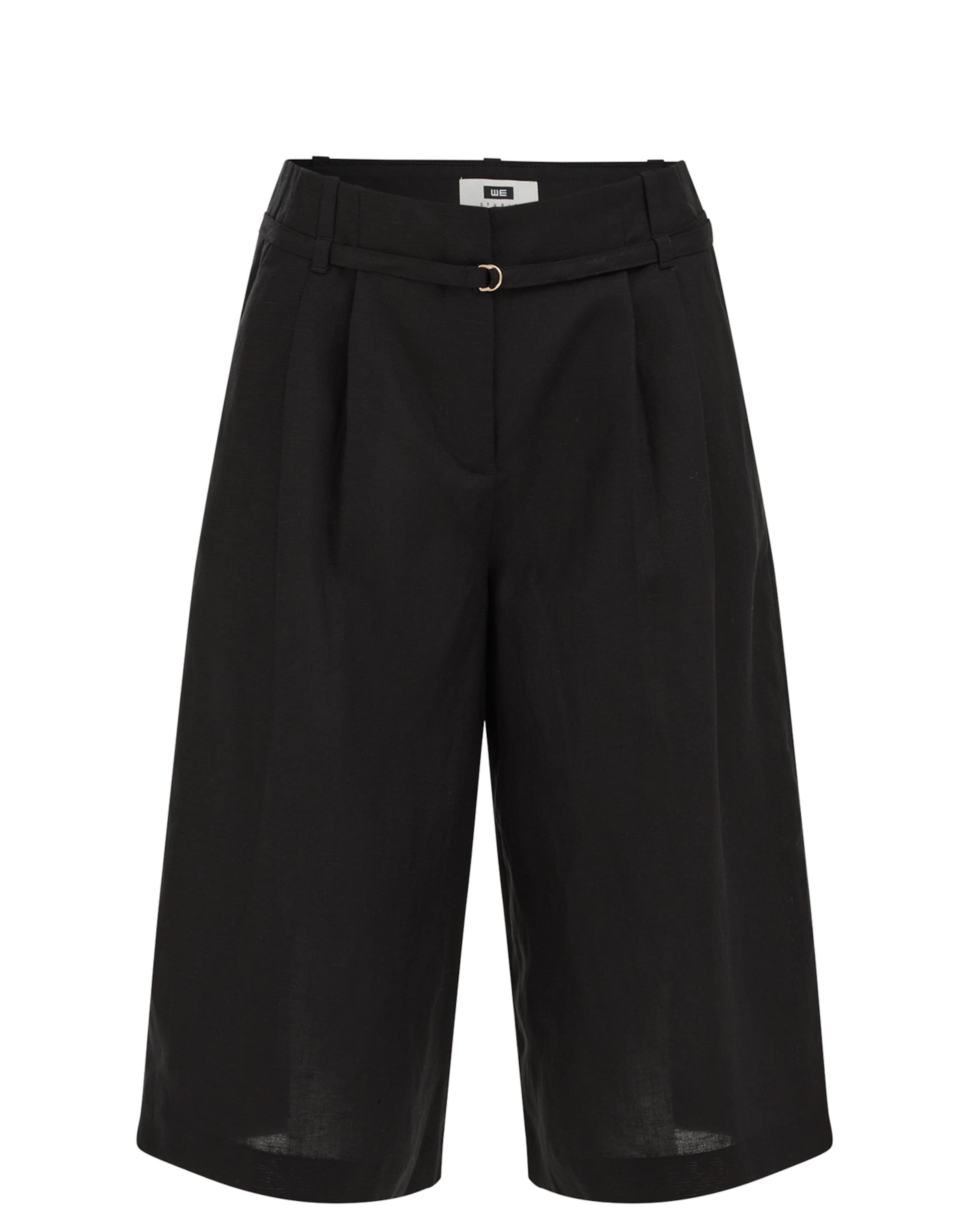 WE Fashion Wide Leg Bukser med lægfolder i sort: forside