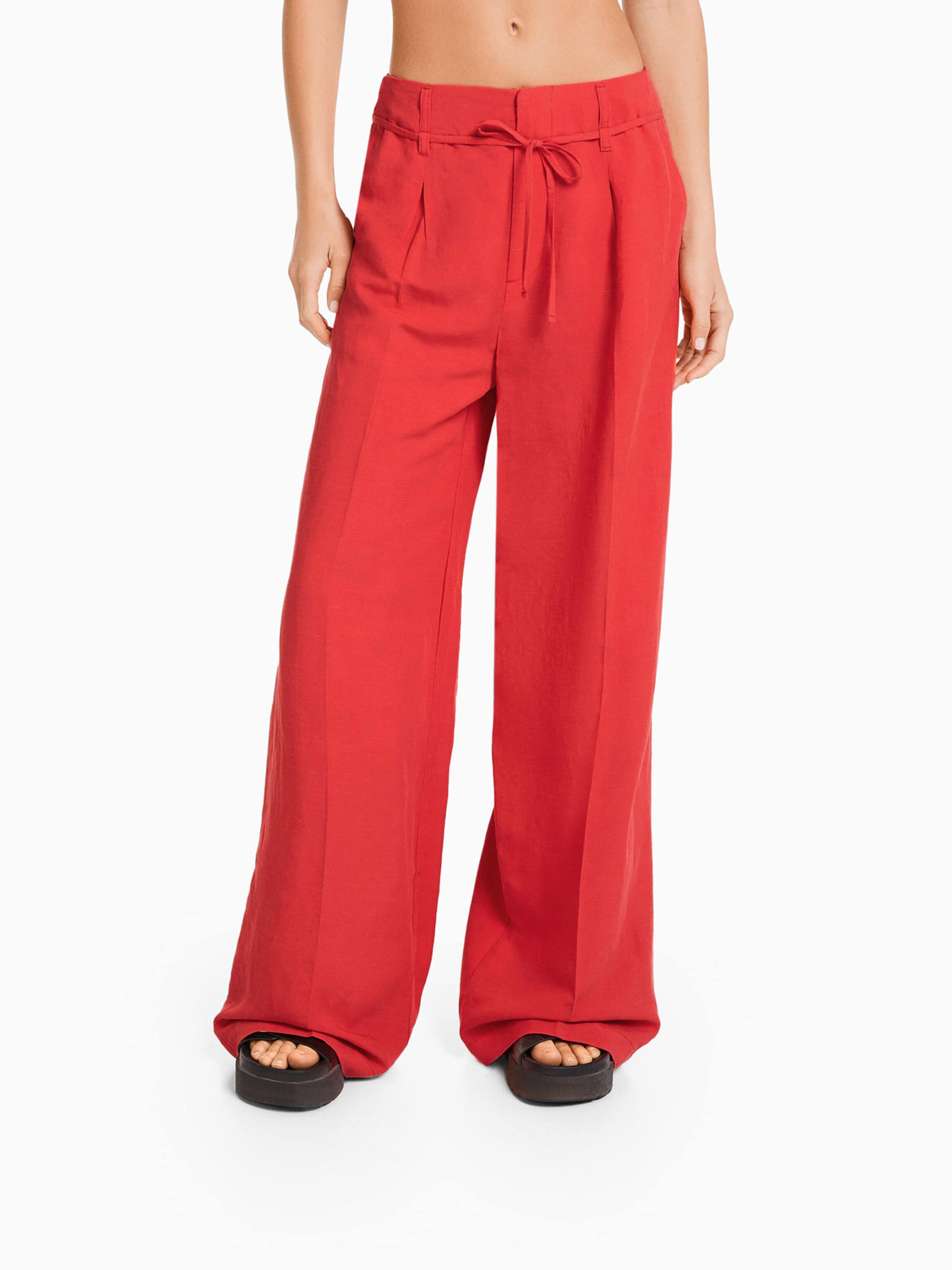 Wide Leg Pantalon a pince Bershka en Rouge ABOUT YOU