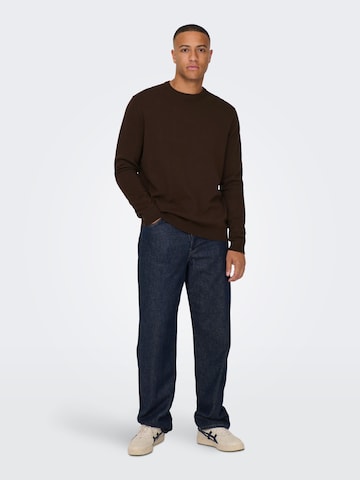 Only & Sons Regular Fit Pullover 'Alex' i brun