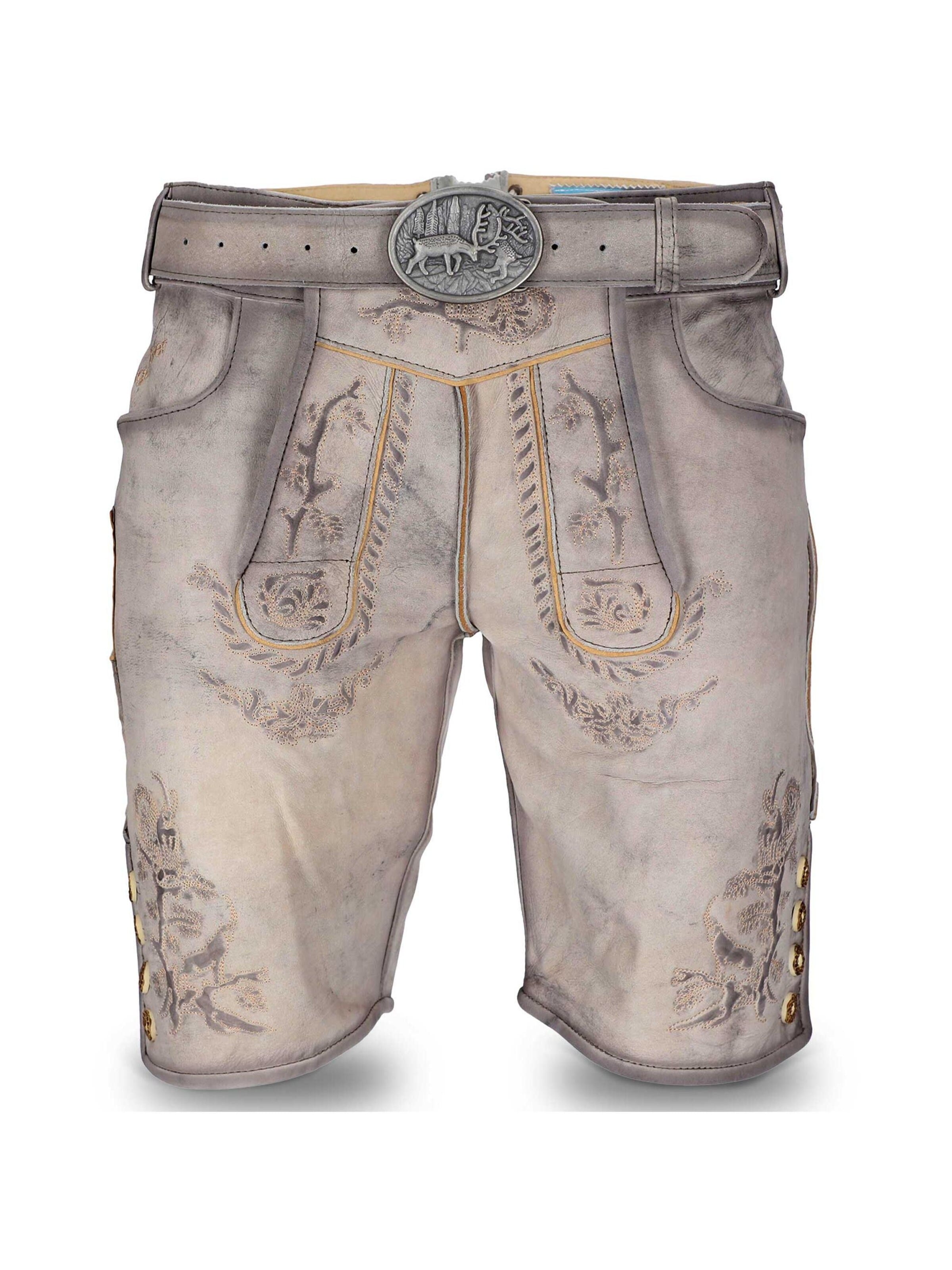 Steigenhöfer Regular Trachtenhose 'Steigenhöfer Lederhose Alexander'‌ in Grau: Vorderseite
