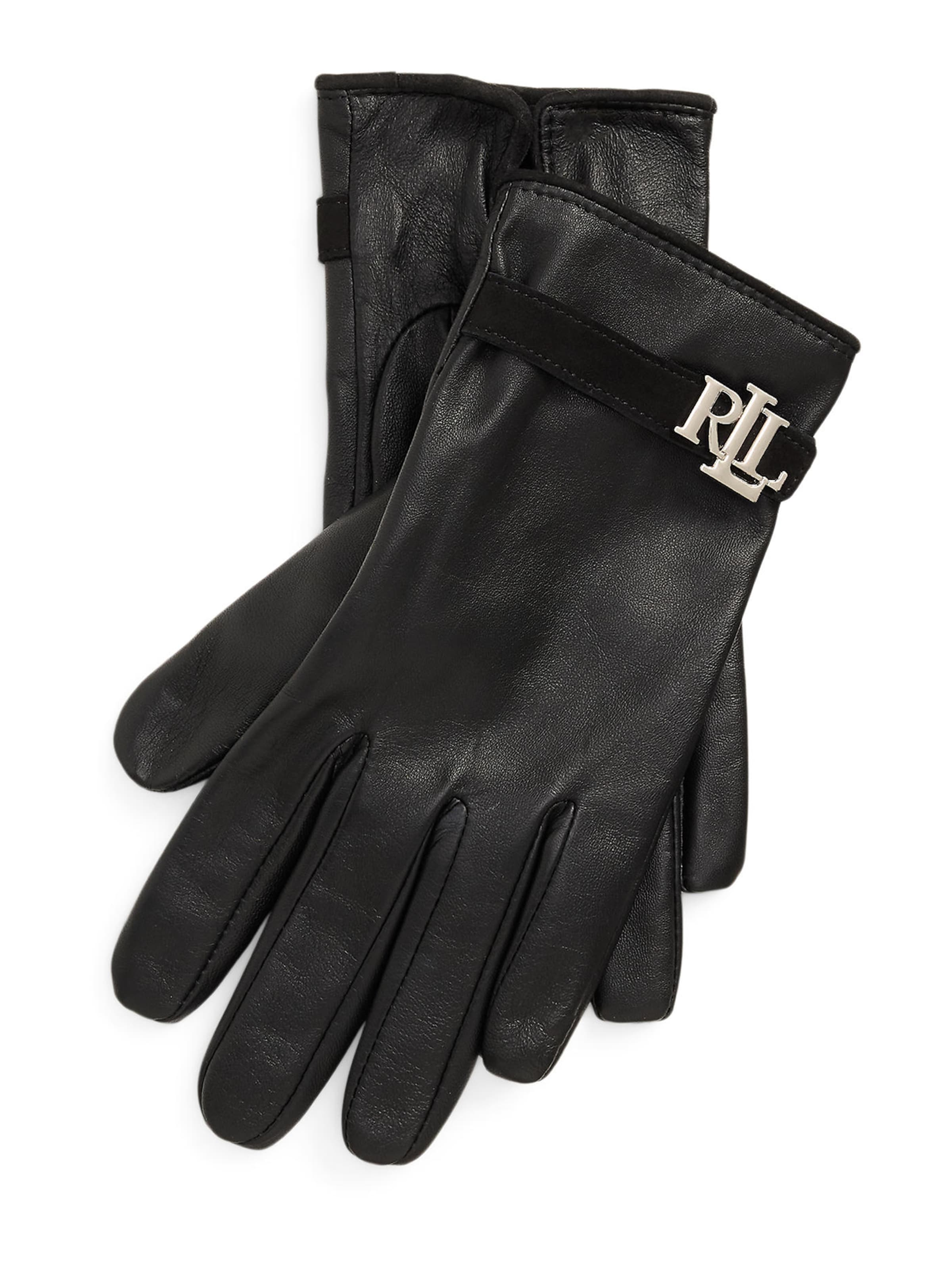 Lauren Ralph Lauren - Luvas com dedos em preto: frente