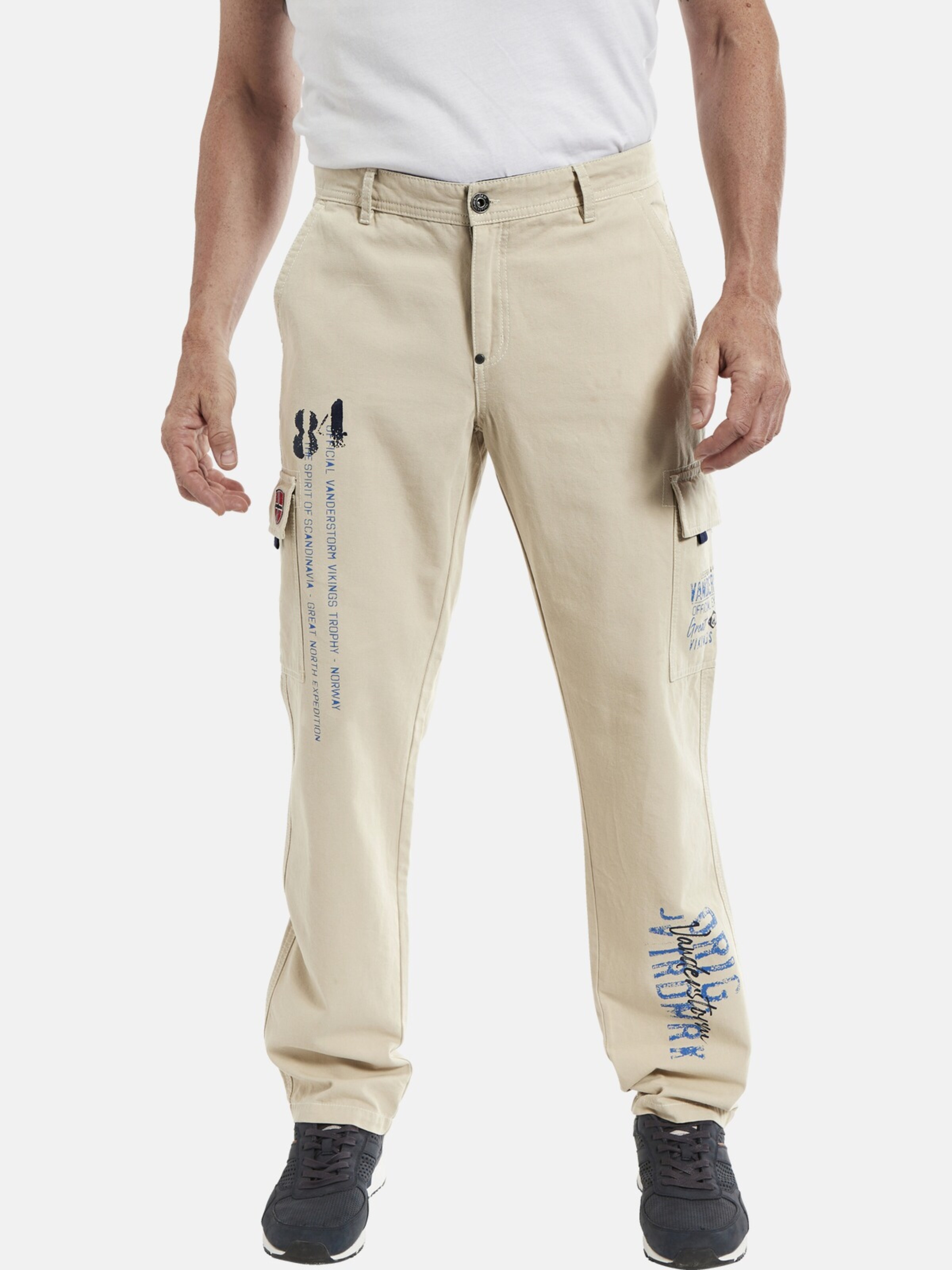 Jan Vanderstorm Regular Cargo Pants 'Macha' in Beige: front