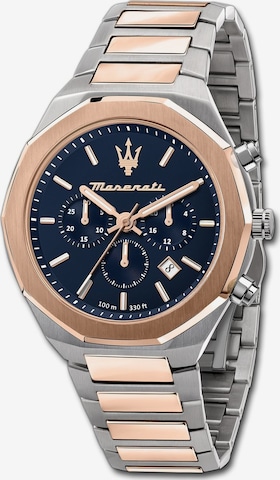Montre à affichage analogique Maserati en argent : devant