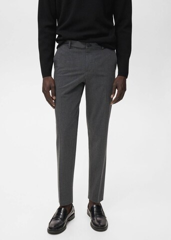 MANGO MAN Slim fit Pleated Pants 'Bologna' in Grey: front