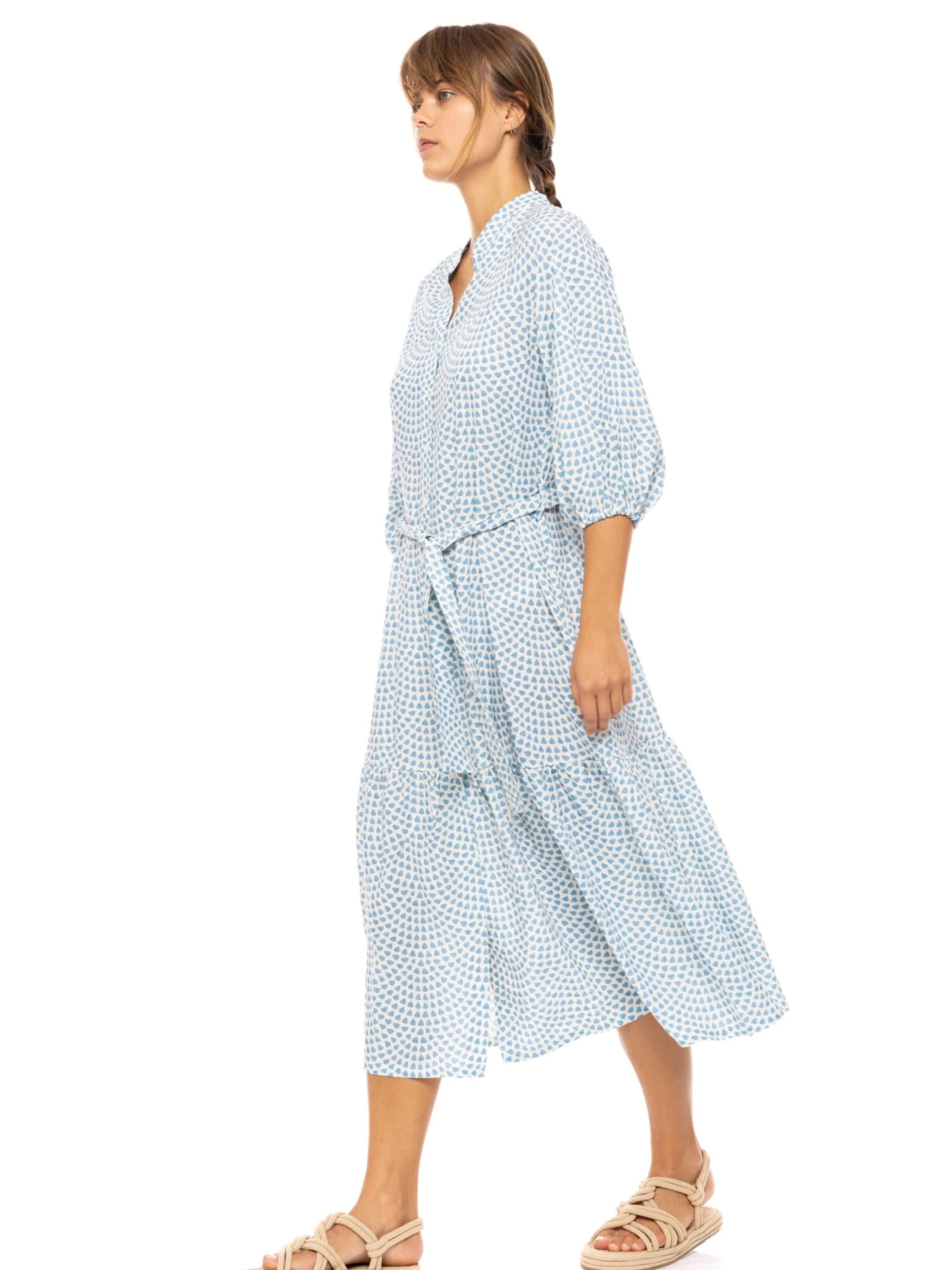 Pink Label Letní šaty 'BEACHWEAR LONG VISTA BLUE & CREAM' – modrá