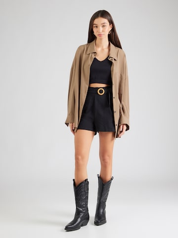 Sublevel - Loosefit Calças com pregas em preto