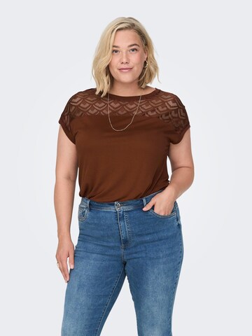 ONLY Carmakoma T-Shirt 'Flake' in Braun: Vorderseite
