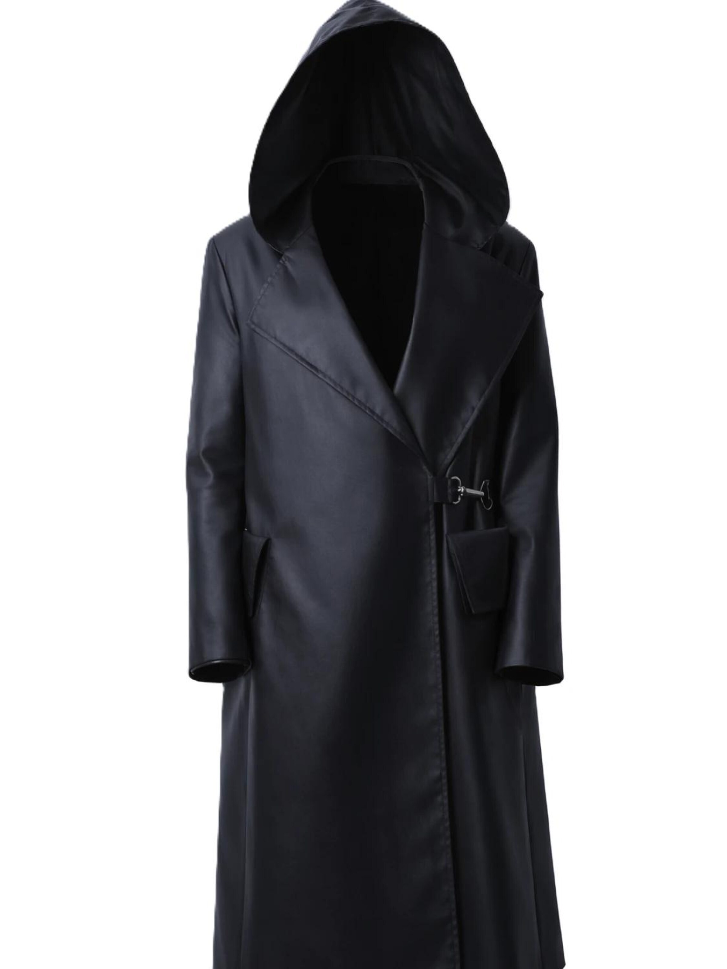 BIBI SAKALIEVA Between-seasons coat 'Black Long Hooded Trench Coat' in Black