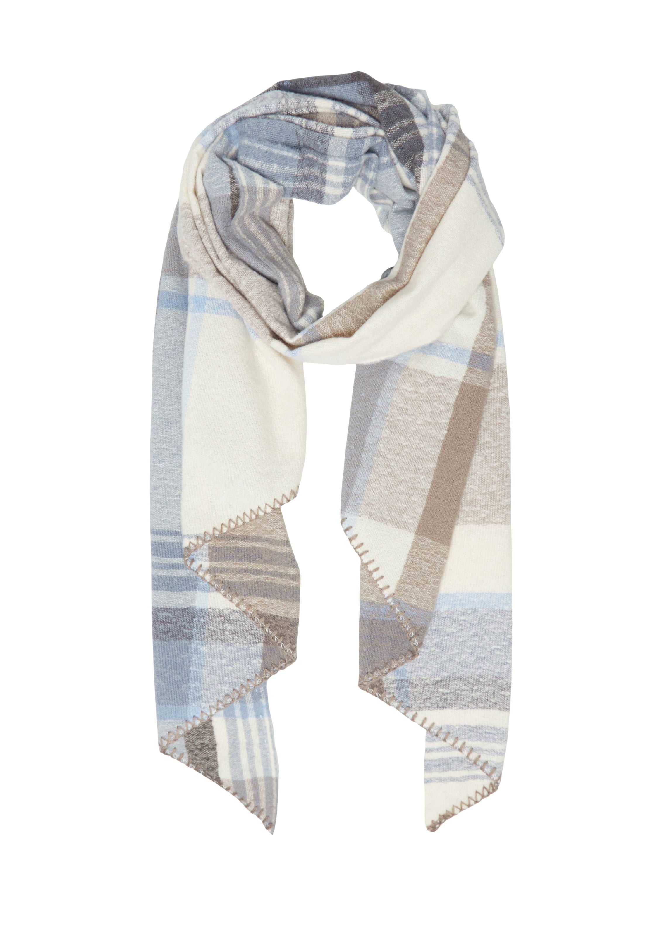 s.Oliver Sjaal in One Size in de kleur Crème / Donkerbeige / Lichtblauw, Productweergave