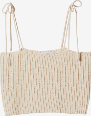MANGO Knitted Top in Beige: front
