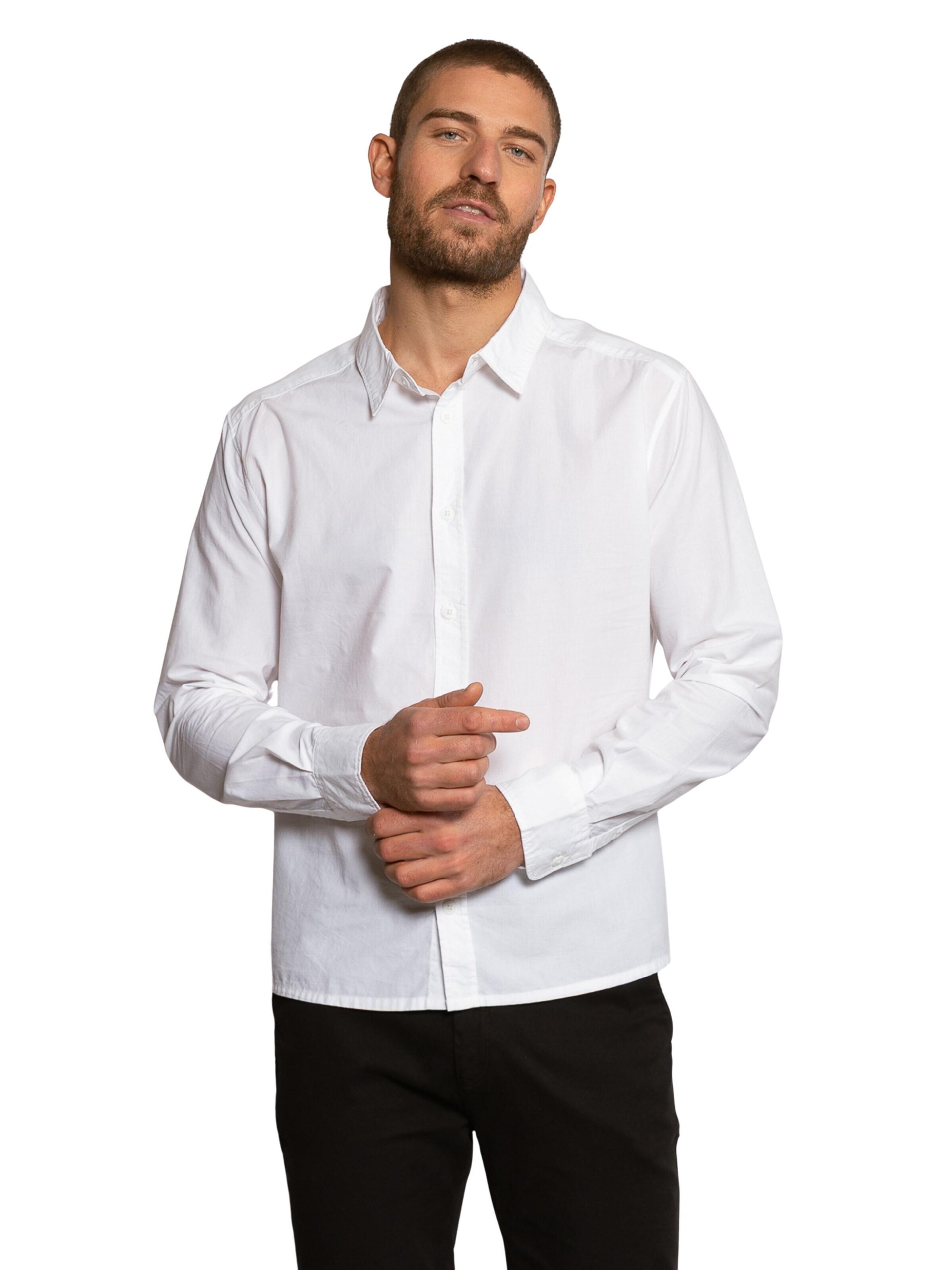 Coupe regular Chemise 'Charles' LDB en blanc : devant