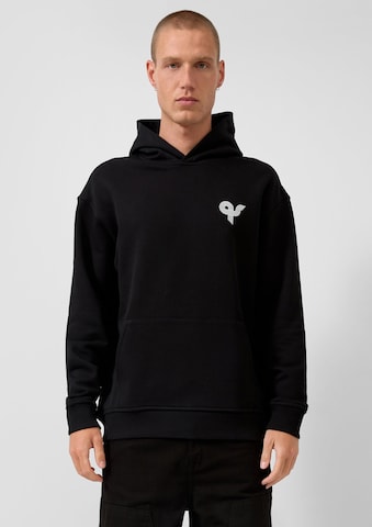Sweat-shirt QS en noir : devant