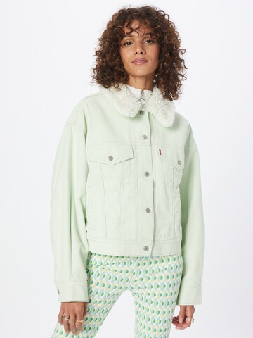 LEVI'S ® Between-season jacket 'Sherpa Baby Baggy Trucker Jacket' in Green: front