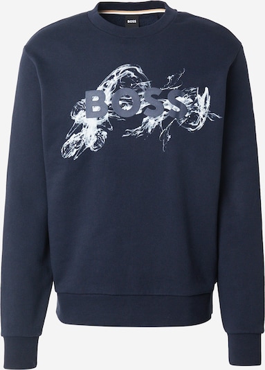 BOSS Sweater majica 'C-Soleri 215' u mornarsko plava / bijela, Pregled proizvoda