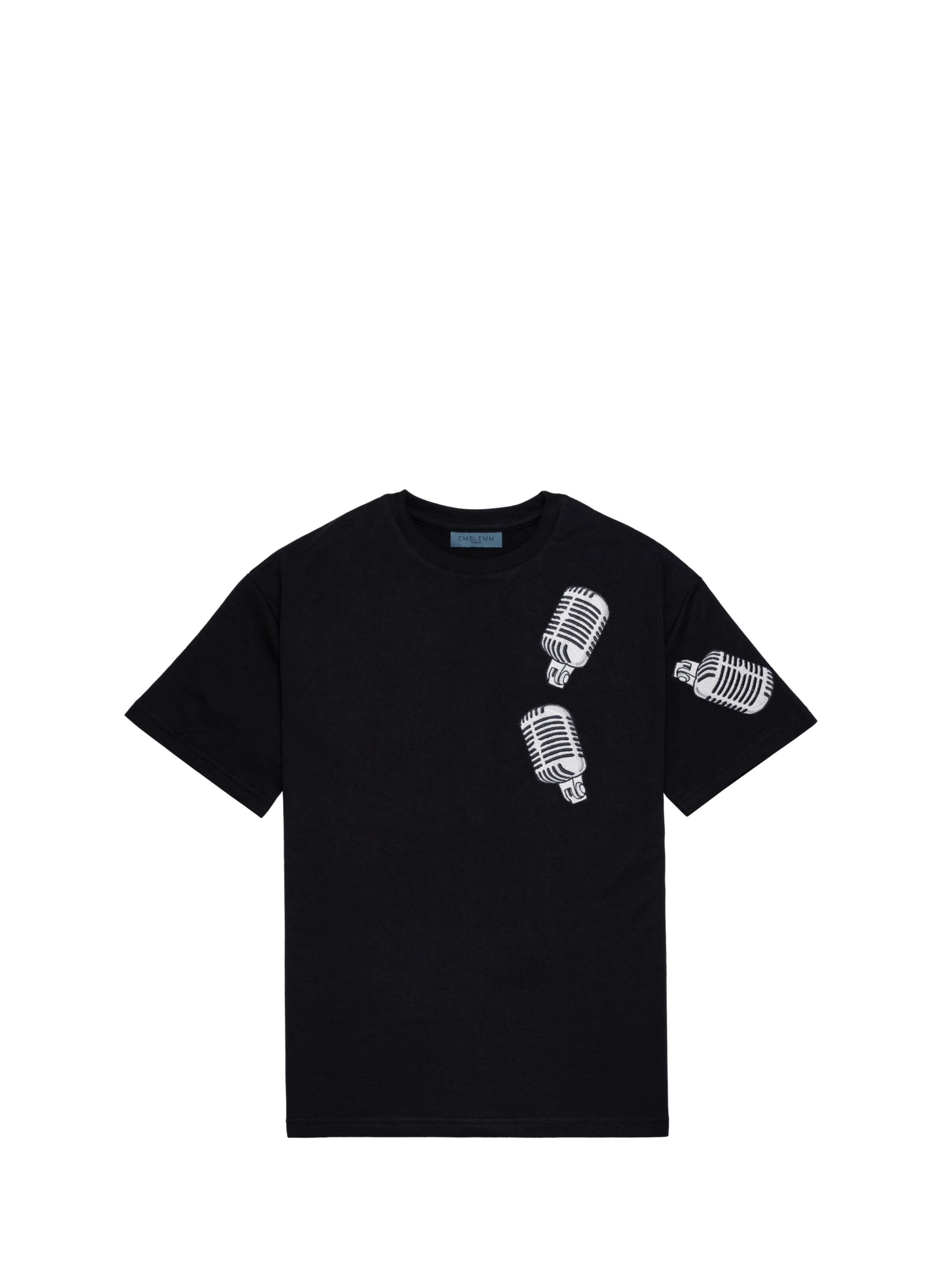 EMBLEMM Shirt 'The Mic Patch' in Zwart: voorkant