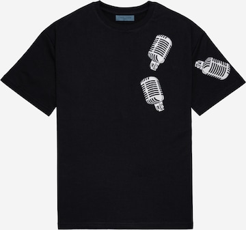 EMBLEMM Shirt 'The Mic Patch' in Zwart: voorkant