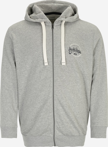 Jack & Jones Plus Zip-Up Hoodie 'MIKK' in Grey: front